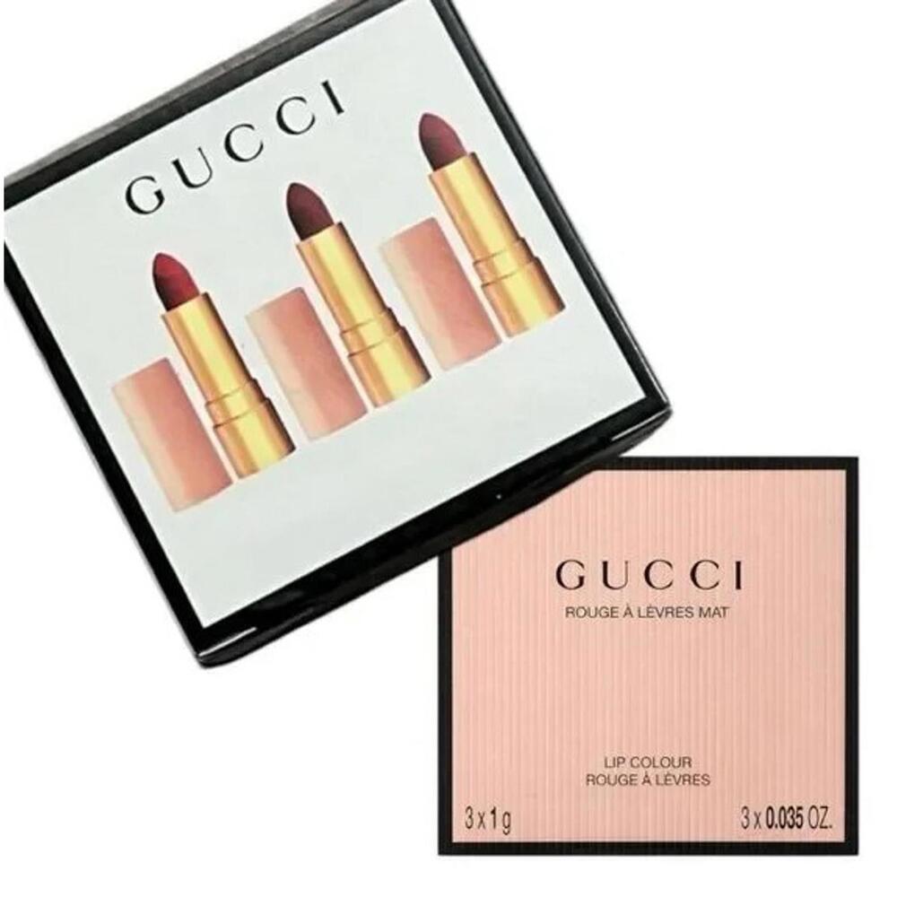 SOLD! GUCCI Mini Matte Lipstick Set - Luxe 3-Piece Collection - Picture 4 of 4